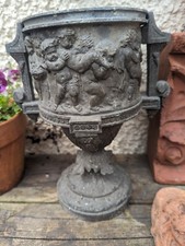 Victorian Decorative Metal Urn With Cherubs Frieze 
