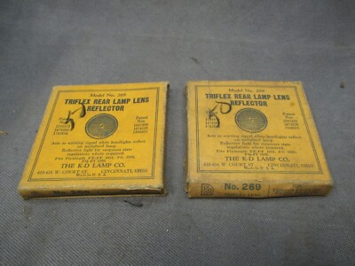 LOT OF 2 K-D Lamp Co. Triflex Rear Reflector Model No. 269 Glass Tail Light Lens