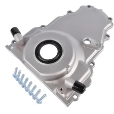 Front Engine Timing Chain Cover w/10AN Twin Turbo Oil Drain Fitting for LS Gen 4