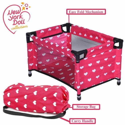 Doll Fold n' Store Pack N' Play - Doll Play Yard with Cute Hearts Design - Picture 2 of 6