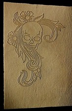 ACRYLIC Leather Embossing Stamp SKULL WITH FLOWERS for Veg Tanned Leather