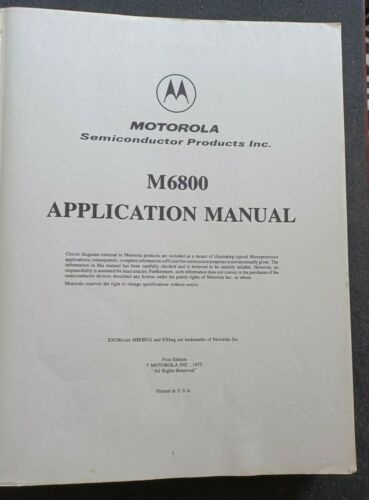 Motorola M6800 Microprocessor Applications Manual 1975 First Edition - Picture 2 of 9