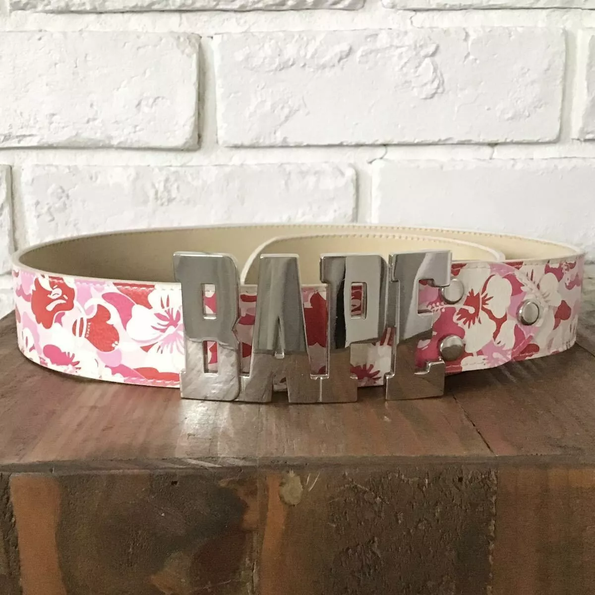 BAPE Aloha camo leather belt pink camo A Bathing Ape Size M