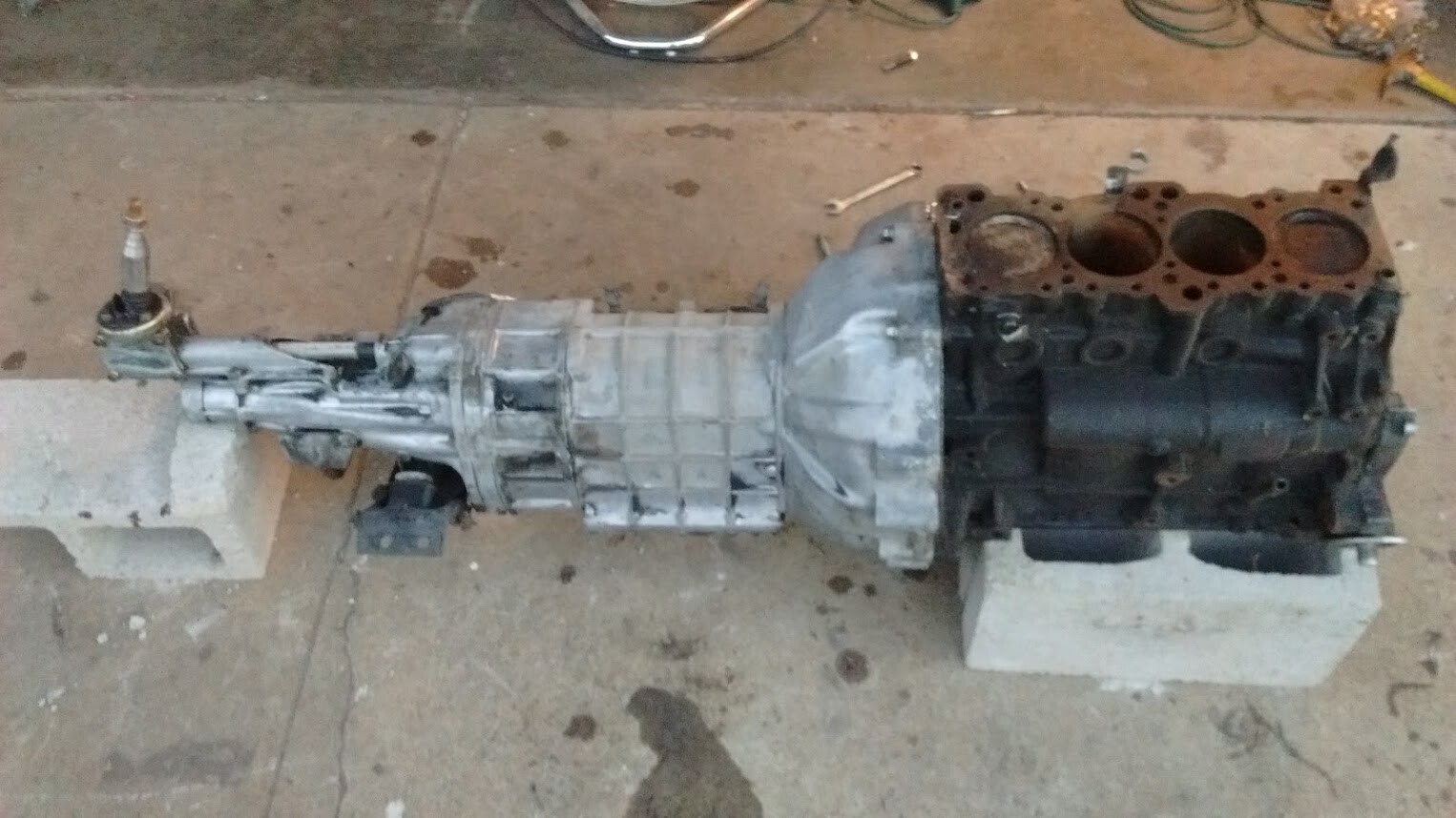 Mitsubishi 4G64 "Wide Block" and RX7 T2 transmission with adapter bellhousing eBay