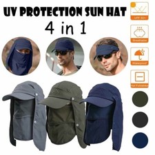 Wide Brim Sun Hat with Neck Flap UV Protection Hiking Fishing Cap for Men Women