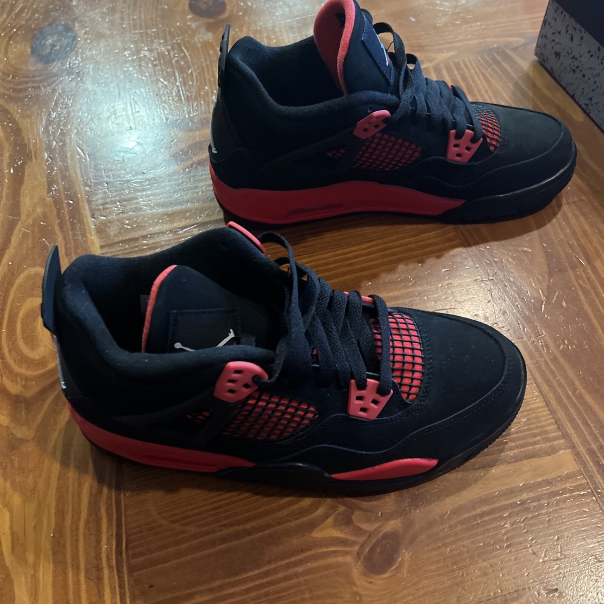 Nike Air Jordan 4 Retro (GS) Sneakers Red Thunder Edition | eBay