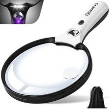 Large Magnifying Glass with Light Magnifier 10X 20X 45X Handheld Illuminated ...