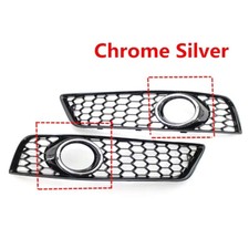 2PCS Front Fog Light Lamp Grille Cover HONEYCOMB Black For A3 8P 2009-2012