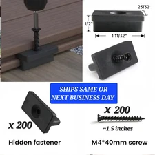 200PCS Hidden Composite Deck Fastener T Clips Invisible Concealed Screw Decking
