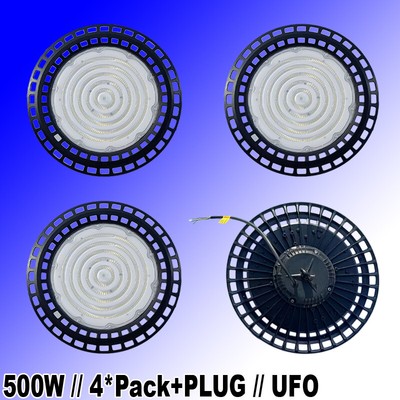 HIGH BAY LED UFO 500W+PLUG Factory Warehouse Commercial  Light Fixtures 4PACK
