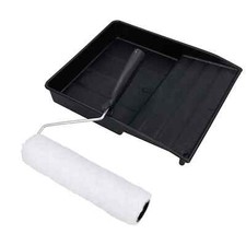 Paint Roller Set 9" with Tray Handle Frame Wool Sleeves Rollers Wall UK