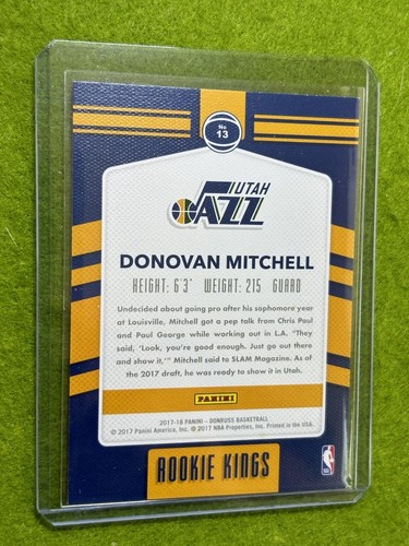 Tarjeta de novato Donovan Mitchell Flash Silver Prizm SSP 2017 Donruss ROOKIE KINGS RC - Imagen 11 de 24