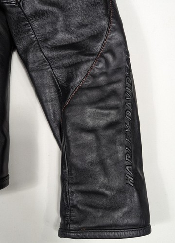 Harley-Davidson Leather Jacket Elbow Shoulder Pads Vents Embossed Men's Medium - Picture 5 of 22