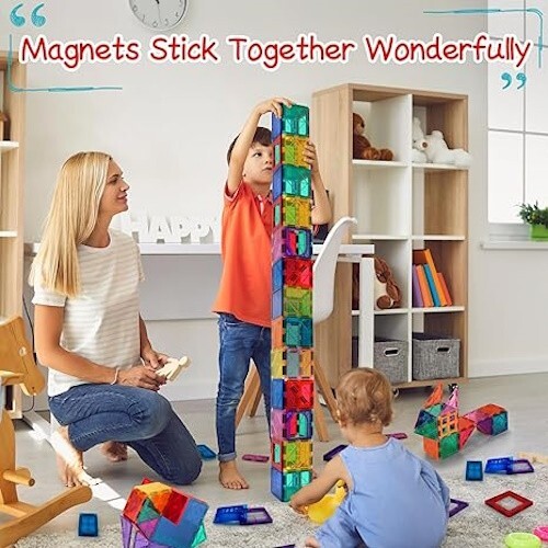 Magnetic Magna Picasso Tiles Colors Magnet Blocks Kids Toy 3D Set 104 Pcs - Picture 3 of 6