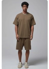 Men Cotton Outfit 2-Piece Set Short Sleeve T-Shirt and Shorts Sweatsuit Set