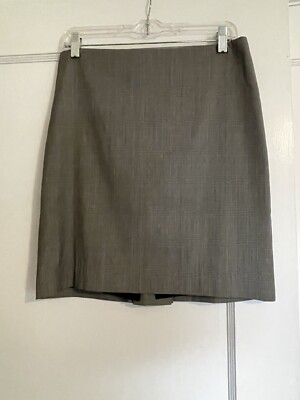 Jupe En Laine Elie Tahari Noir Et Blanc à Carreaux - Taille 6, Occasion Très Bon état, Longueur 18.5 Pouces