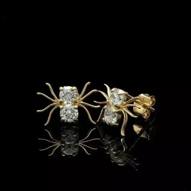 1.50 Ct Round Cut Moissanite Stud Earrings for Women in 14k Yellow Gold