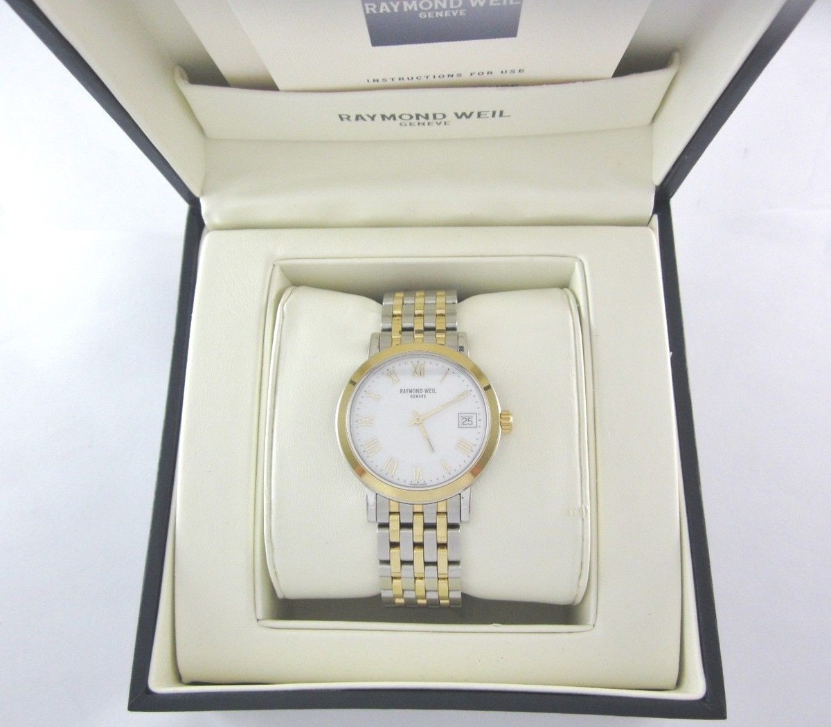 MEN'S RAYMOND WEIL GENEVE TWO-TONE SS WHITE DIAL QUARTZ WATCH