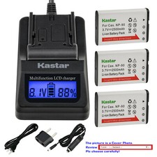 Kastar Battery LCD Fast Charger for NP-90 CNP90  Casio Exilim EX-H20G EX-H20GBK