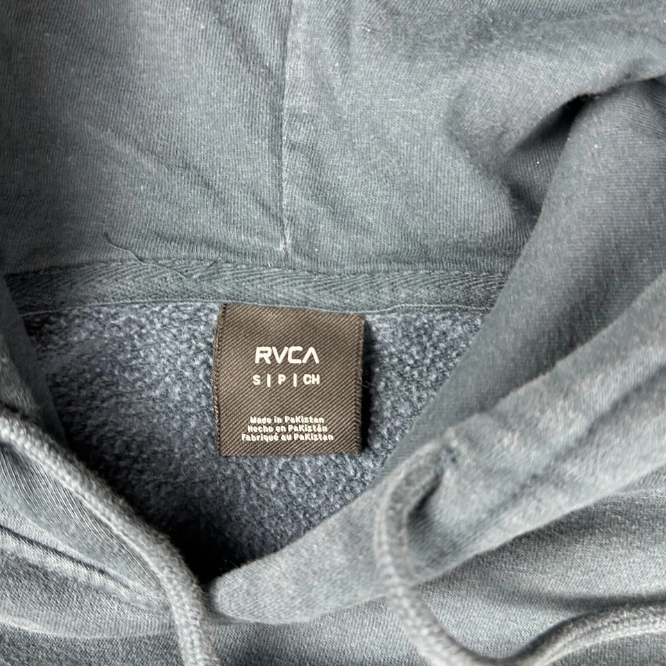 RVCA Adulto Pequeño S Frontal Logo Gráficos Pullover Informal Sudadera con Capucha Hombres Azul Foto 4 de 4