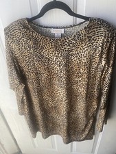 Roaman's VTG Cheetah Print Top - Shoulder Pads Made in USA VGU
