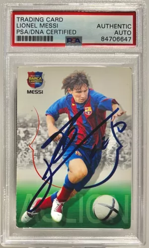 2004 Signed Lionel Messi #62 Megacracks Authentic Rookie Barcelona Argentina PSA