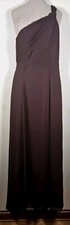 Jordan Brides Size 6 Chiffon Lined Prom Gown Dress Asymmetric Neckline Chocolate