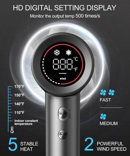Professional High-Speed Blow Dryer, 150000 RPM, Negative Ion Technology - Picture 2 of 10