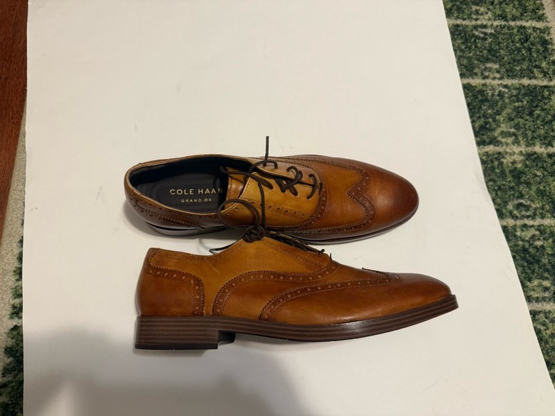 Cole Haan Grand OS Wingtip Oxford Brogue Dress Shoes Men 10.5M Brown Leather