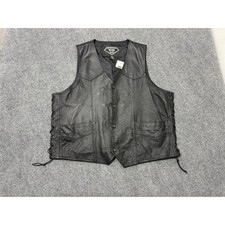 Diamond Plate Genuine Leather Vest - Black Size 3XL
