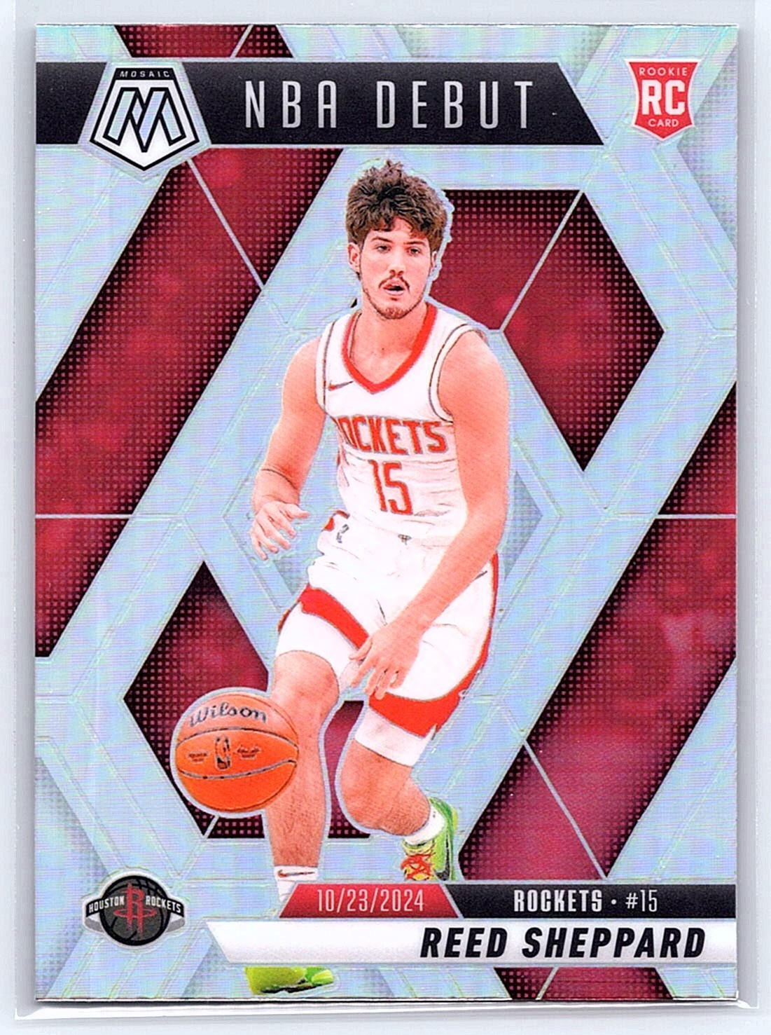 REED SHEPPARD (RC) - 2024-25 Panini Mosaic NBA Debut #252 - Silver Prizm