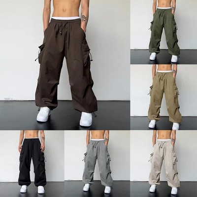 Herren Techwear Vintage Y2k Hip Hop weites Bein Baggy Jogginghose Freizeit Joggi
