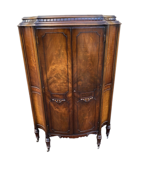 64922 Inlaid Walnut Chifferobe High Chest Dresser | eBay
