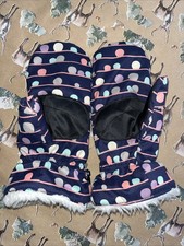 Hanna Andersson Mittens Kids Insulated L Polka Dot Navy Blue Youth Girls Warm