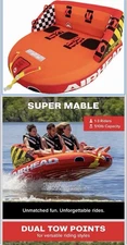 Airhead Mable Inflatable Towable Tube, 1-3 Rider Model, Dual Tow Points