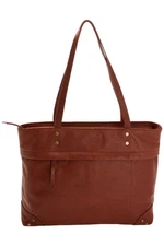 American Leather Co. Leather Miles Zip Top Tote Brandy