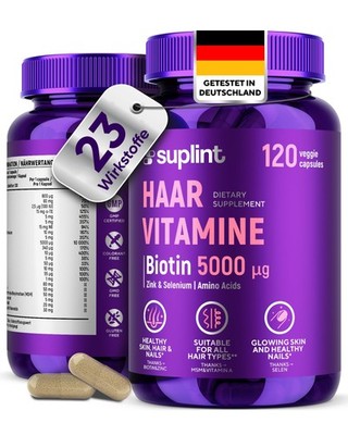 Haarvitamine   Biotin 5000 mcg + MSM + Zink & Selen   120 120 Kapseln, Beige 