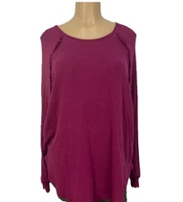 Lauren Conrad Fuchsia Long Sleeve Boxy Tunic Shirt Womens Size XL Casual Tops