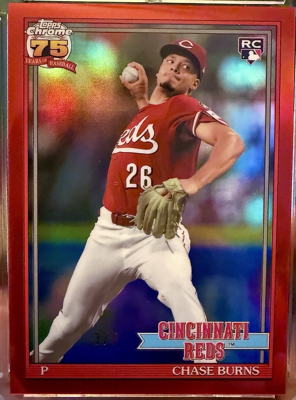 2026 Topps Chrome Chase Burns RC 1991 RED REFRACTOR #91CB-25 3/5 RARE
