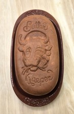 Gourmet-Topf Terracotta Butter Dish Rustic Farmhouse Cow Design Made In USA