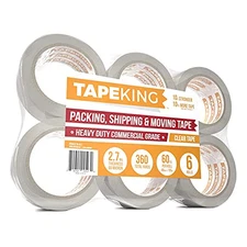 Tape King Clear Packing Tape - 60 Yards per Roll (Pack of 6 Rolls) - Stronger & 
