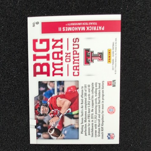 2017 Score - Big Man on Campus #6 Patrick Mahomes II (RC) geht nur auf und ab. - Bild 2 von 6
