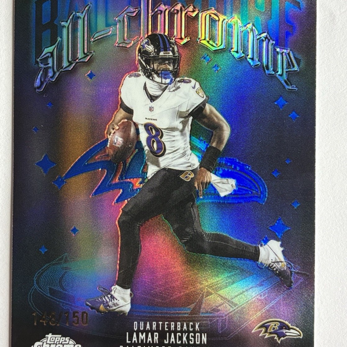 2025 Topps Chrome Lamar Jackson Ravens ACT-1 All-Chrome Team Blue /150
