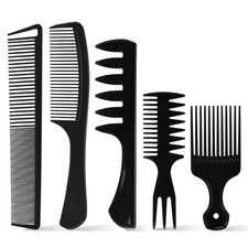 5Pcs Combs for Men, Wide Tooth Medium Toothed Styling Braiding Comb Kit for T...