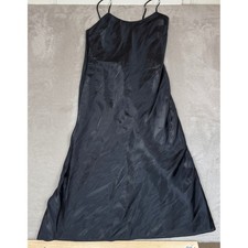 NWT Victoria's Secret Slip Dress Womens L Black Sleeveless Satin Spaghetti Strap