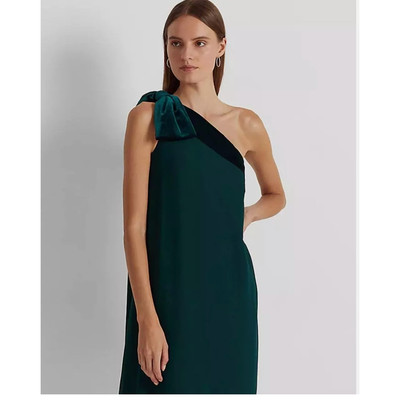 Ralph Lauren One Shoulder Velvet Bow Chiffon Cocktail Dress | Sz 0, Green NEW | eBay Ralph Lauren One Shoulder Velvet Bow Chiffon Cocktail Dress | Sz 0, Green NEW | eBay