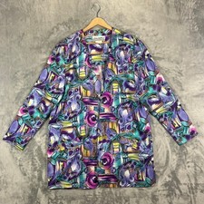 Vintage Joan Walters Abstract Print 90s Jacket Womens Sz 10 Multicolor USA Made