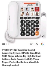 VTech SN1127 Amplified Corded Digital Answering System With 8-Photo Speed Dial