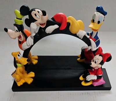 Vintage Disney Mickey Mouse Minnie Goofy Donald & Pluto - Black Tabletop Mirror