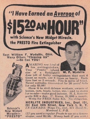 Vintage Presto Fire Extinguisher Magazine Ad 1952 Mid-Century Modern